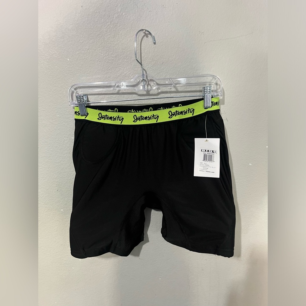 Intensity Girls 5in Stolen Base Low‎ Rise Slider Shorts, Black Optic Yellow, XL